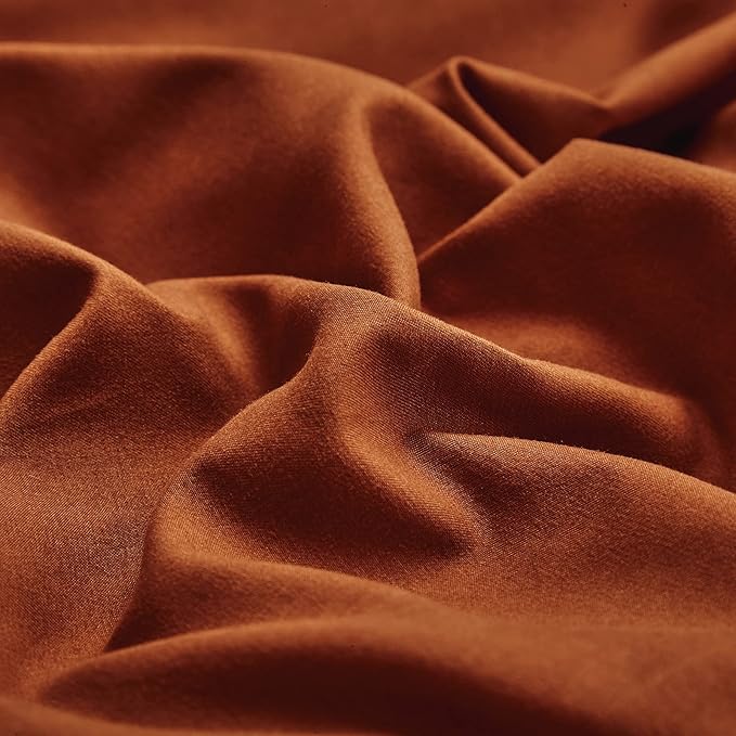 CLOTHKNOW Burnt Orange King Size Comforter Set Terracotta Bedding Comforter Sets Cinnamon Comforter Soft Rust Brownish Comforter with 2 x Pillow Cases