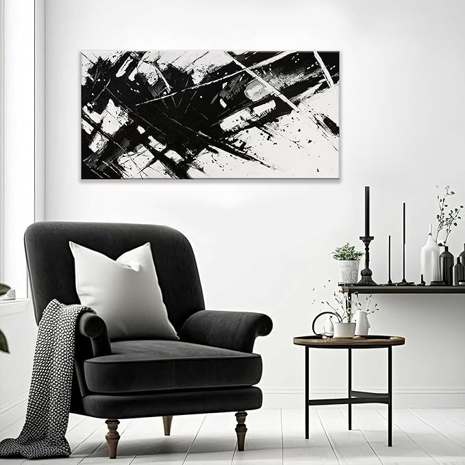 TAIJXAGSG Abstract Wall Art For Living Room Black And White Wall Art Canvas Art Wall Decor Paintings Modern Abstract Wall Decor Artwork For Bedroom Bathroom Can Be Hung 24 × 48 Inch