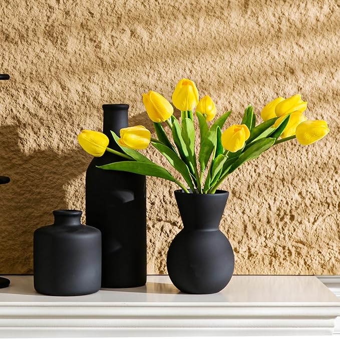 Modern Vases for Home Decor, Artificial Fake Flowers with Vase, Ceramic Vase for Centerpieces