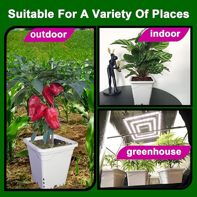 HG9X9SW 9"x9" White，10" Tall, Pack of 24 Square Pot.Plastic Square Nursery Pots,Light Tight and Durable Thickened