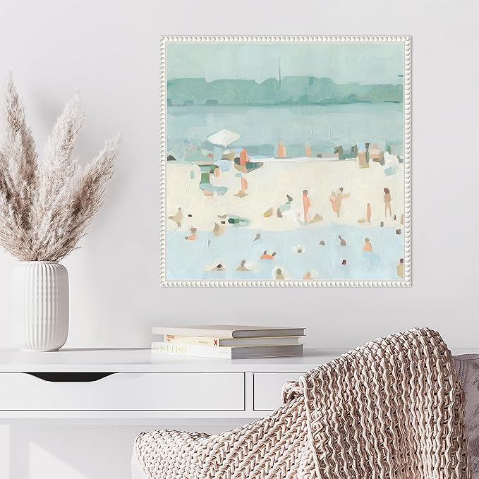 Amanti Art Framed Canvas Wall Art 22x22 Sea Glass Sandbar I by Emma Scarvey, Framed Wall Art Canvas, Abstract Artwork, Traditional Decor, Medium Poster Painting for Living Room, Bedroom, Bathroom,