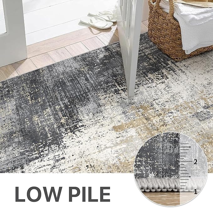 GENIMO Washable Area Rugs for Living Room Bedroom, 8x10 Modern Abstract Non Slip Rug, Low Pile Soft Contemporary Indoor Floor Carpet Cover for Dining Room Kitchen, Livid
