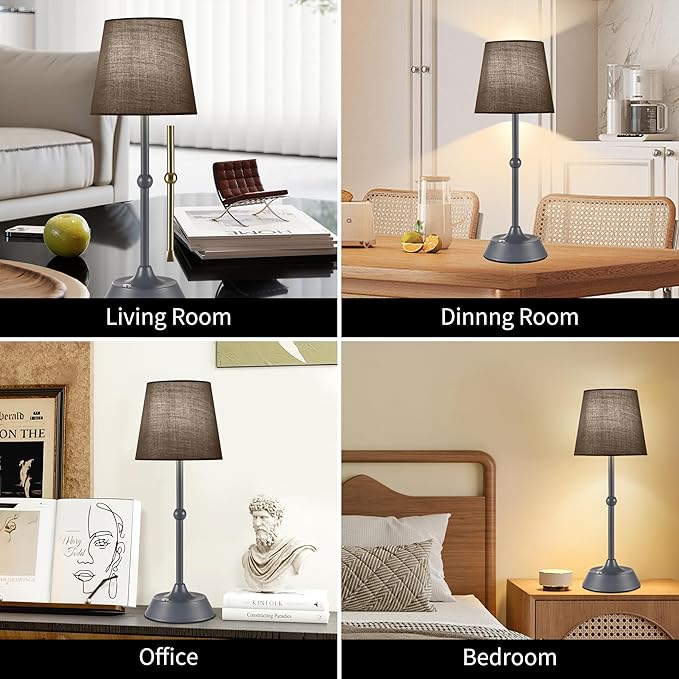 LED Cordless Table Lamp,Rechargeable 6000mA Battery Operated Portable Grey Desk Lamp,Dimmable Touch Control Table Lamp,for Restaurant/Patio/Outdoor.(LED Bulb Included)