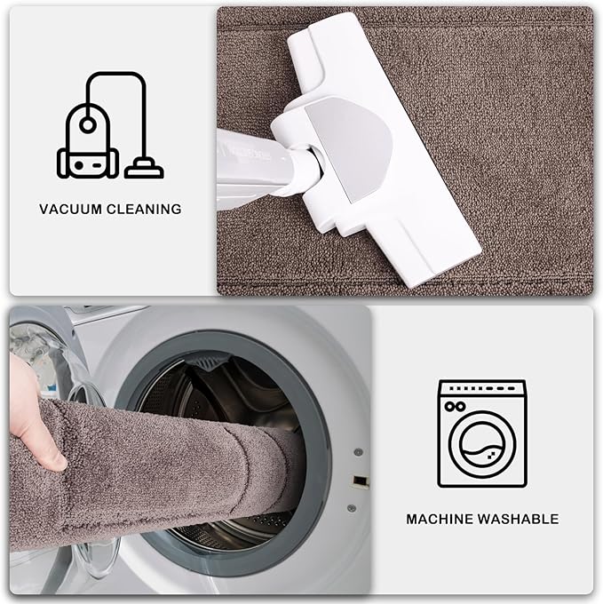 PURRUGS Machine Washable Kitchen Rug 32" x 47", Non-Slip/Skid Kitchen Runner Rugs & Floor Mats, Super Absorbent Soft Standing Mats for Kitchen, Sink & Laundry, Grayish Brown