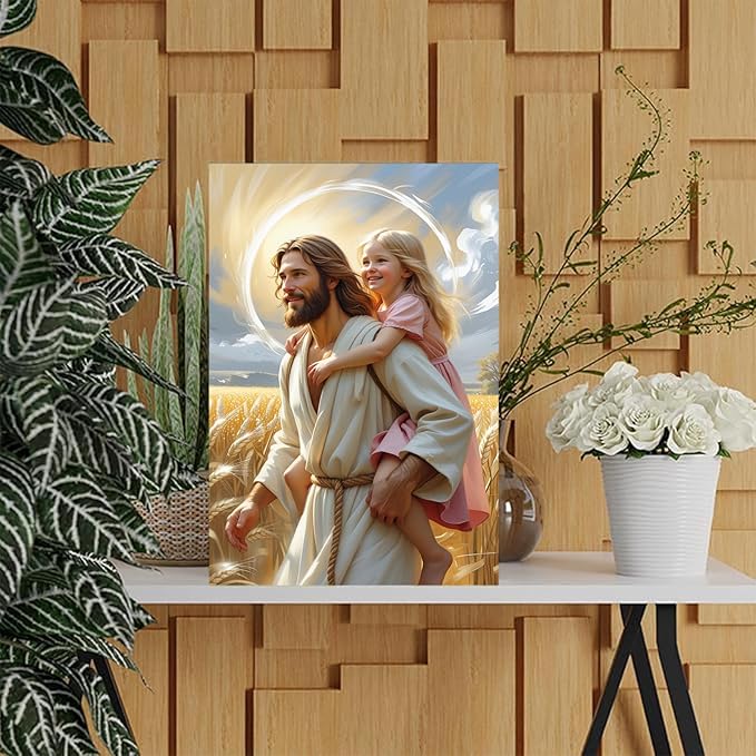 Christian Wall Art Print, Religious Scripture Biblical Decor, Faith-Based Inspirational Landscape with Cross, Digital Printed Canvas Poster for Church, Home Chapel, Prayer Room Decor