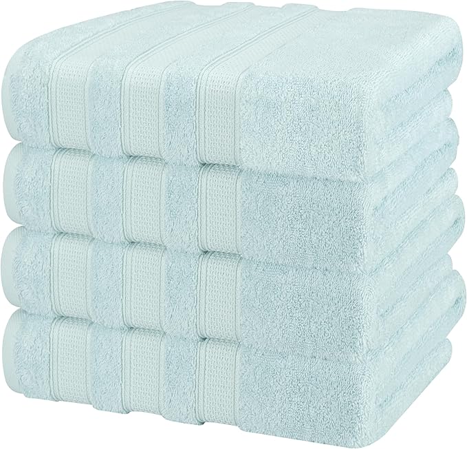 American Soft Linen Salem 100% Cotton Turkish 4 Piece Bath Towels for Bathroom, 600 GSM Soft Absorbent Quick Dry Bath Towel Set, Mint