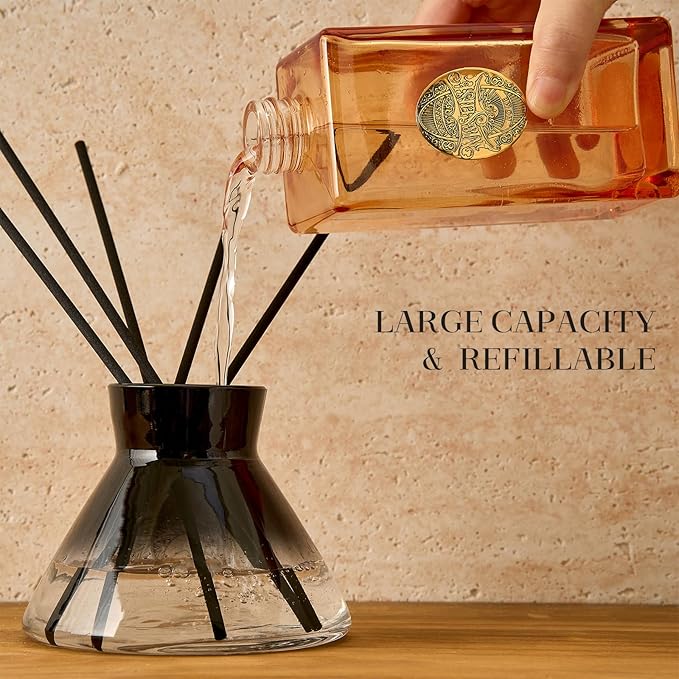 M&SENSE 10.14 oz Large Reed Diffuser Set | Sandalwood Vanilla Scent Oil Diffuser with Sticks | Hotel Collection Non-Toxic Essential Oil |for Bedroom Bathroom Living Room
