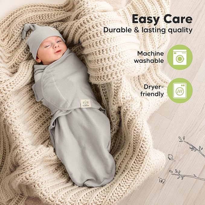 KeaBabies 3-Pack Swaddles for Newborns, Girls, Boys with Hats - Organic Soft Baby Sleep Sacks, Breathable Baby Swaddle 3-6 Months Beanies Set, Premie Infant Sleep Sack 0-3 Months (Sage)