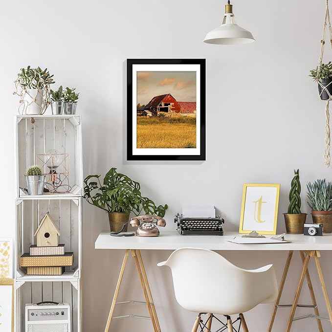 12x16 Picture Frame 5 Pack, Black Poster Frame, Display Pictures 11 x 14 with Mat or 12 x 16 Without Mat for Horizontal or Vertical Wall Mounting, Wall Gallery Frame for Artwork Certificate