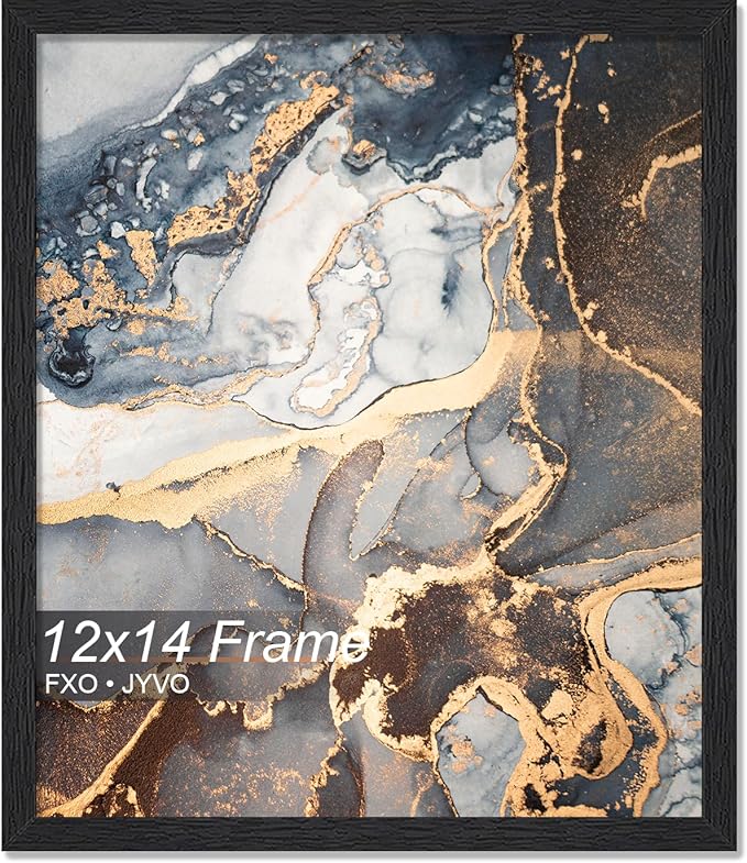 Engineered Wood 12x14 Picture Frame, Black Frame for 12 x 14 Inch Picture Poster Photo, Light Weight 12 by 14 Frame with Wood-grain for Wall - 1 Pack/Black/12 x14