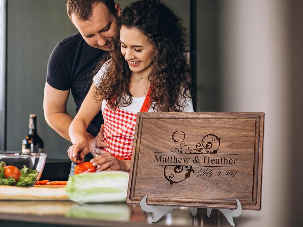 Straga Personalized Cutting Boards | Handmade Wood Engraved Charcuterie | Custom Wedding, Anniversary, Housewarming Gift for Newlyweds 206