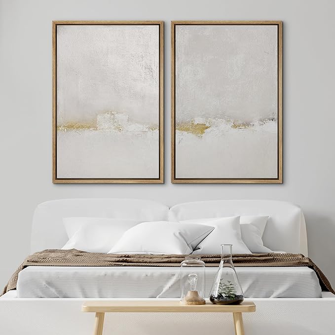 SIGNWIN Framed Canvas Print Wall Art Pastel Grunge Gray Landscape Abstract Shapes Illustrations for Living Room, Bedroom, Office - 24"x36"x2 Natural