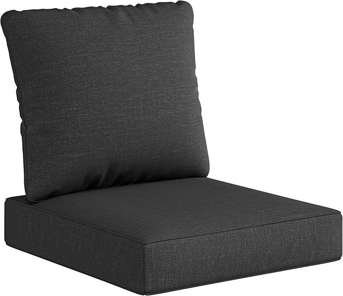 UIXE 24.5" Deep Seat Outdoor Cushion Set with Back Pillows, Patio Furniture Cushions, Sectional Sofa Bistro Chair Cushion - Dark Gray, Set of 6