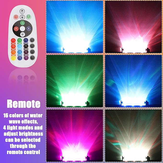 LED Ocean Wave Light Bar Pro, 16 Color Water Ripple Projector Wall Lamp with Remote, Light Up 20x20ft Night Lights, Mood Lighting for Bedroom, Home & Parties Decor