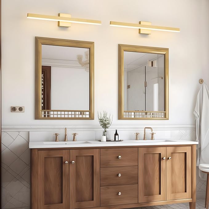 Gold Bathroom Vanity Light 31.5 inch, 18W Dimmable 5CCT LED Modern Bathroom Light Fixture Over Mirror, ETL Certificated