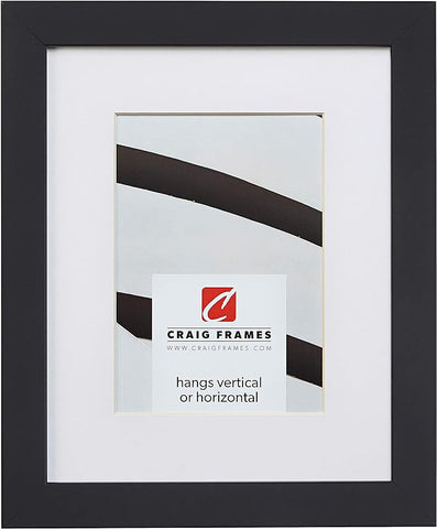 Craig Frames Essentials, Modern 1 Inch Wide 13 x 19 Inch Black Picture Frame Matted to Display a 9 x 13 Inch Photo