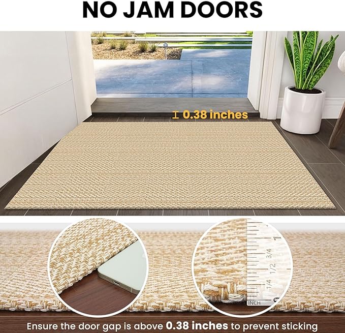 IOHOUZE Washable Runner Rug 2x8 Non Slip Rubber Backed Hallway Runner Entryway Runner Indoor, Kitchen Rugs Woven Cotton Floor Carpet for Kitchen Hall Entrance, Warm Beige/Orange/Apricot