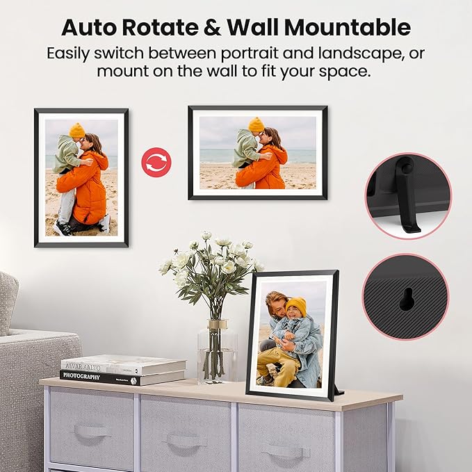 RCA 10.1" WiFi Digital Picture Frame, Electronic Photo Frames 32GB Storage, HD IPS Touch Screen WiFi Frame/Auto Rotate/Wall Mounted, Easy Setup in Uhale App to Share Photo/Video Anytime | (4Pack)