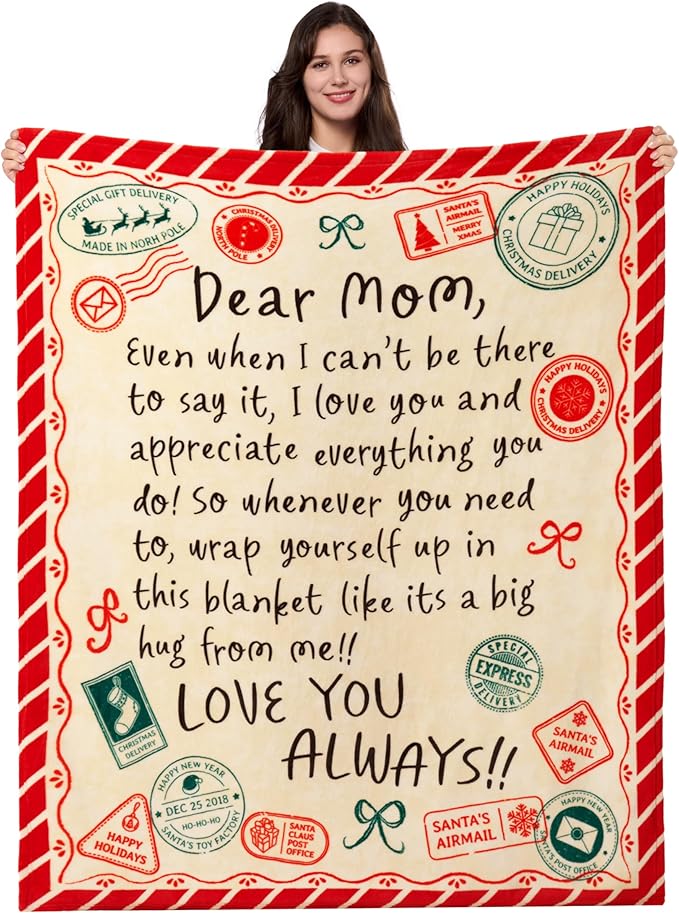 Joiedomi Birthday Gifts for Mom Soft Flannel Mom Blanket for Women Wife Grandma Mothers Day Anniversary Present from Daughter Son 50" x 60" Red