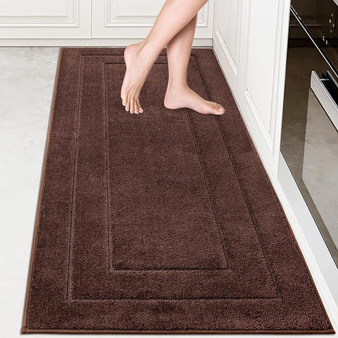 PURRUGS Machine Washable Kitchen Runner Rug 32" x 70", Non-Slip/Skid Hallway Runner Rug, Super Absorbent Soft Area Rug for Kitchen, Hallway & Laundry, Rolled Packaging, Brown