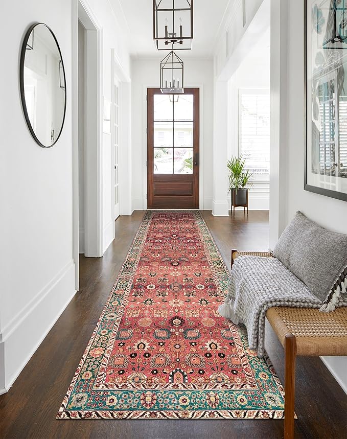 vivorug Runners for Hallways 2'x7', Non Slip Washable Rug, Carpet Runner for Kitchen Laundry Room Bedroom, Ultra Soft Rug Runner with Rubber Backing, Cherry Red/Spice