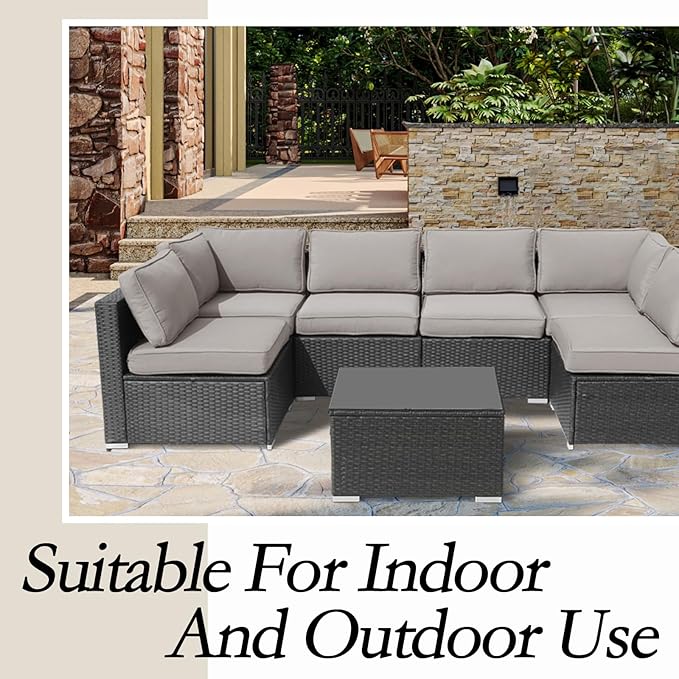14Pieces Patio Cushion Covers Replacement,Waterproof Outdoor Cushions Covers for 6-Seaters Sofa,Slipcovers Set with Zippers,Washable Cover Only(Gray)