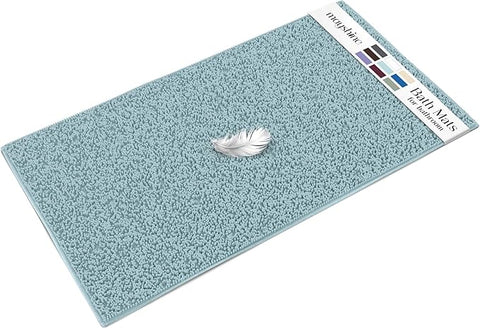 MAYSHINE Plush Shaggy Chenille Bath Mat | Extra Soft, Super Absorbent, Non-Slip Bathroom Rug | Fluffy Microfiber, Area Rug Sets for Bathroom Floor, Kitchen, Living Room | 47"x27" | Spa Blue