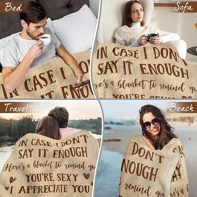 Couple Gifts for Girlfriend Boyfriend - Soft Fleece Throw Blankets 60x80 in - Wedding Anniversary Birthday Gifts for Him Her Husband Wife Women Men, I Love You Blanket