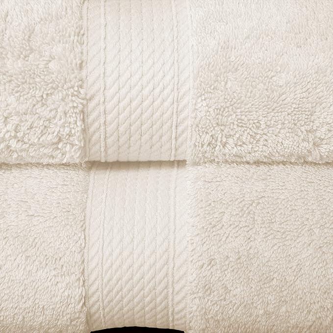 BLUENILEMILLS Premium Towel Collection, Egyptian Cotton Towels for Shower and Bathroom Assorted 6-Piece Towel Set, 30" x 55", 20" x 30", 13" x 13", Cream by Blue Nile Mills