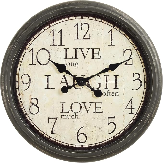 16 Inch Vintage Wall Clock, Silent Non-Ticking Quartz Battery Operated Decorative Clock for Home, Kitchen, Living Room, Dining Room, Office, Old Brown Roman Numerals