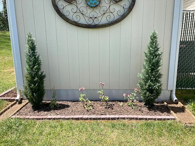 COMUSTER 4FT Artificial Cedar Topiary Trees for Outdoors Potted Fake Cypress Trees Faux Evergreen Plants for Home Porch Decor Set of 2