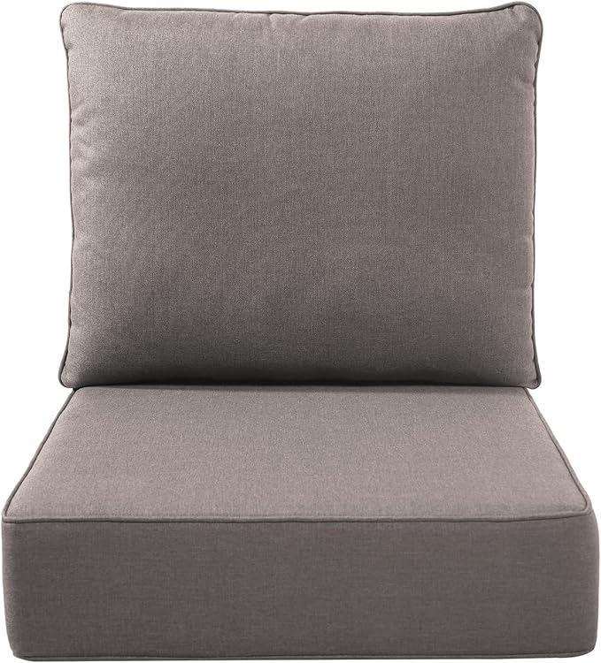 Luxury Outdoor Seat Cushion Set-22 x 22 x 6 Inch Outdoor Chair Cushions with Water Resistant & Removable Cover Outdoor Cushions for Patio Furniture Chair Sofa Couch-Beige