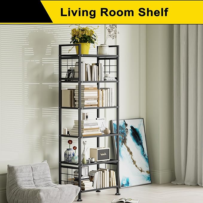 GIOTORENT 6-Wire Garage Shelving Storage Shelves, Metal Shelving Unit Pantry Rack, Kitchen Storage Adjustable Shelf 900Lbs Capacity for Laundry Kitchen Bathroom Organizer(Black)