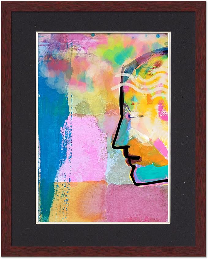 11x15 Frame with Mat - Brown 13x17 Frame Wood Made to Display Print or Poster Measuring 11 x 15 Inches with Black Photo Mat