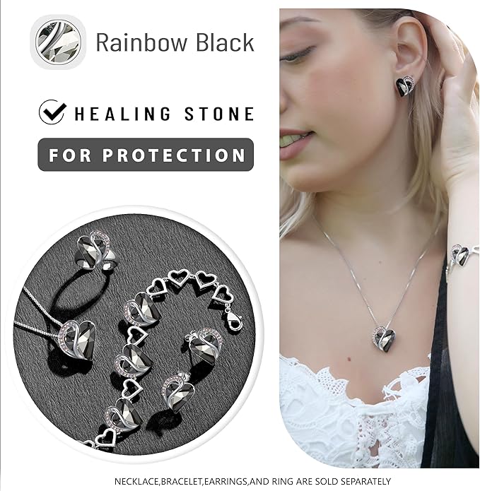 Necklaces for Women, Infinity Love Birthstone Heart Crystal Pendant, Birthday Jewelry Gifts for Her, Mom, and Wife, Silver Plated, 18 plus 2 inch Adjustable Chain