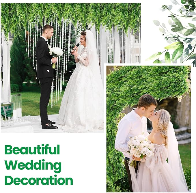 Geosar 42 Pcs Artificial Hanging Plants 32 Inch Hanging Boston Ferns Plastic Fake Plants for Wall Room Garden Wedding Garland Indoor Outdoor Decoration, No Basket