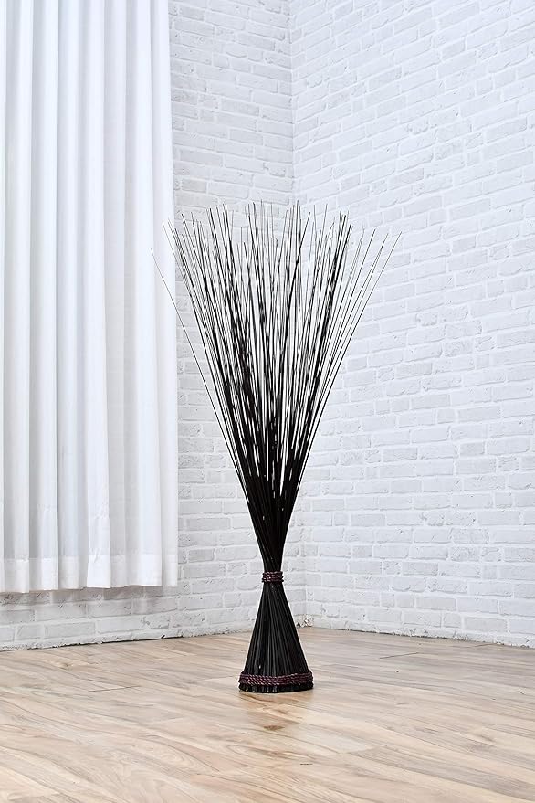 Leewadee Freestanding Decorative Grass Stems – Naturally Dried and Colored Branches, Dry Grass Bundle for Home and Bar Decoration, 47 inches, Black Brown