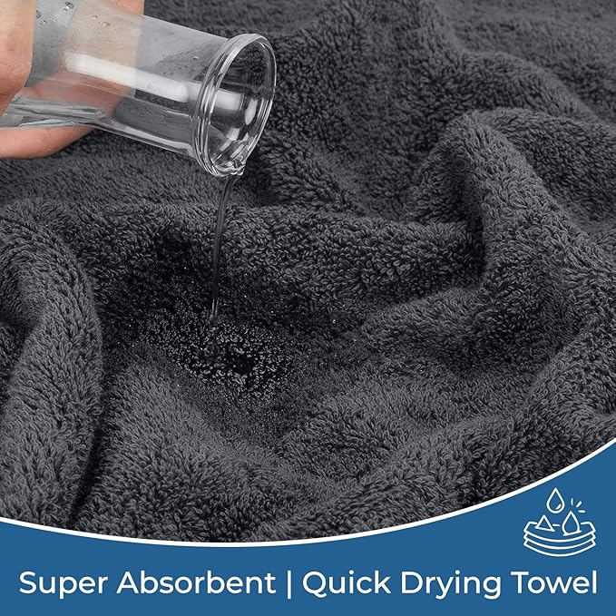 DAN RIVER 100% Ring Spun Cotton 3-Piece Towel Set, Charcoal, Bath Towel, Hand Towel and Washcloths, 550 GSM - Soft, Absorbent Quick Dry Cotton Towels for Bathroom, Spa, and Gym