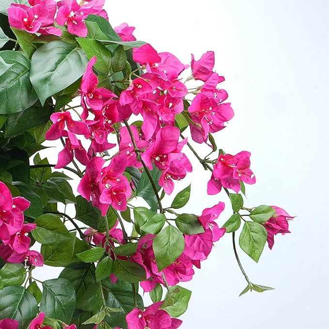 HUAESIN 2 Pack 5FT Bougainvillea Artificial Tree Tall Potted Fake Bougainvillea Trees Lifelike Faux Plants with Wood Trunk and Pink Flower for Indoor Outdoor Office Wedding Home Decor