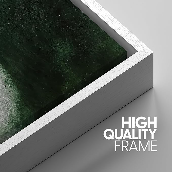 SIGNWIN Framed Canvas Print Wall Art Set Green Abstract Modern Contemporary in Emerald and White Illustrations Modern Art Decorative Rustic Calm/Zen for Living Room, Bedroom, Office - 24"x36"x3 WHITE