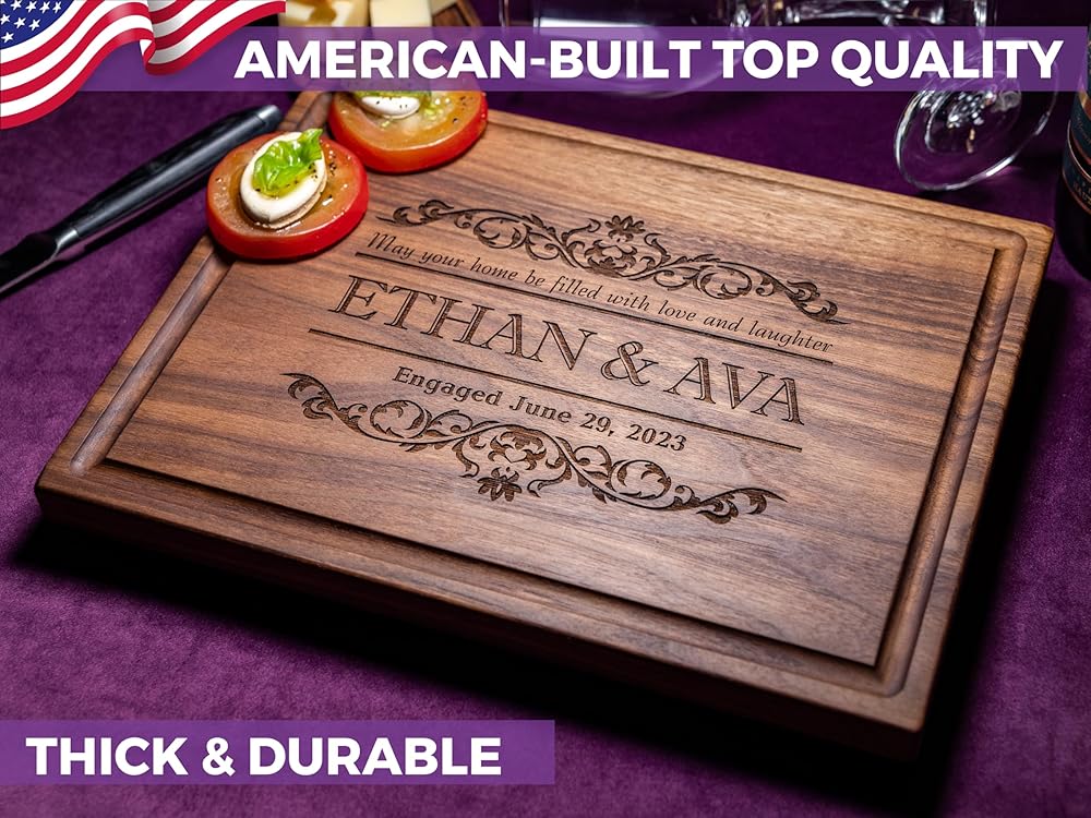 Straga Personalized Cutting Boards | Handmade Wood Engraved Charcuterie | Custom Wedding, Anniversary, Housewarming Gift for Newlyweds 301