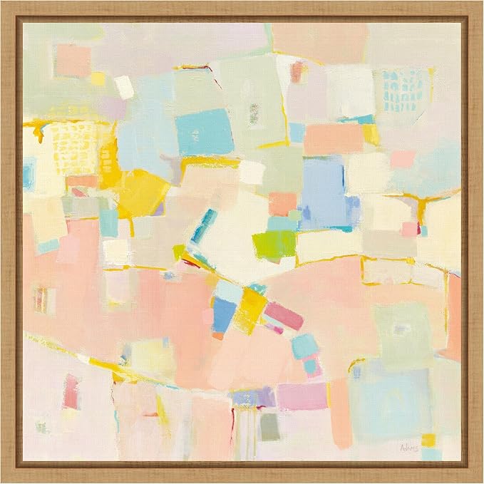Amanti Art Framed Canvas Wall Art 16x16 Block Party by Phyllis Adams, Framed Wall Art Canvas, Abstract Artwork, Modern Decor, Small Poster Painting for Living Room, Bedroom, Bathroom, Kitchen, Office