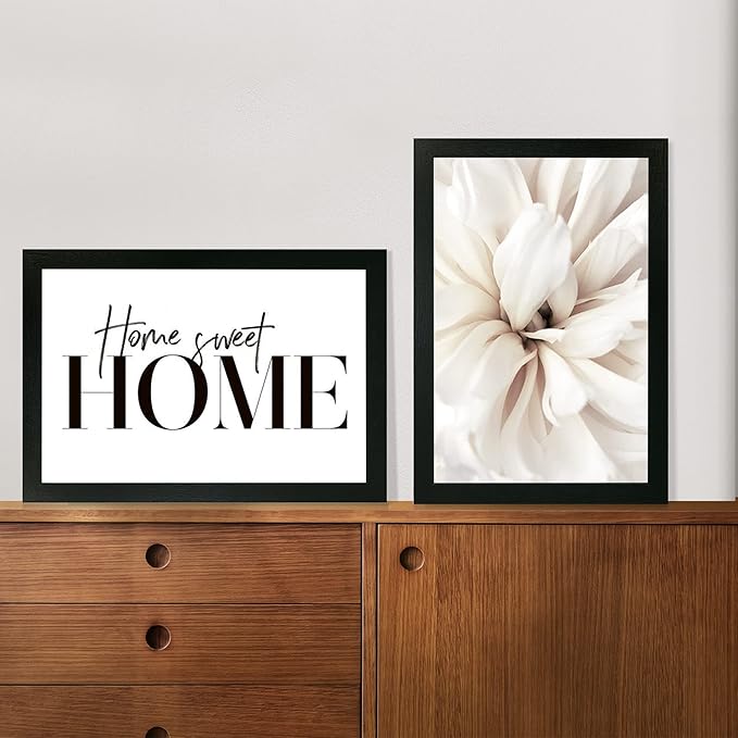 12x18 Frame Set of 2, Rustic Black Wood Style, Display 12 x 18 Poster without Mat or 8.5x11 Picture with Mat, Wall Mounting Horizontal and Vertical
