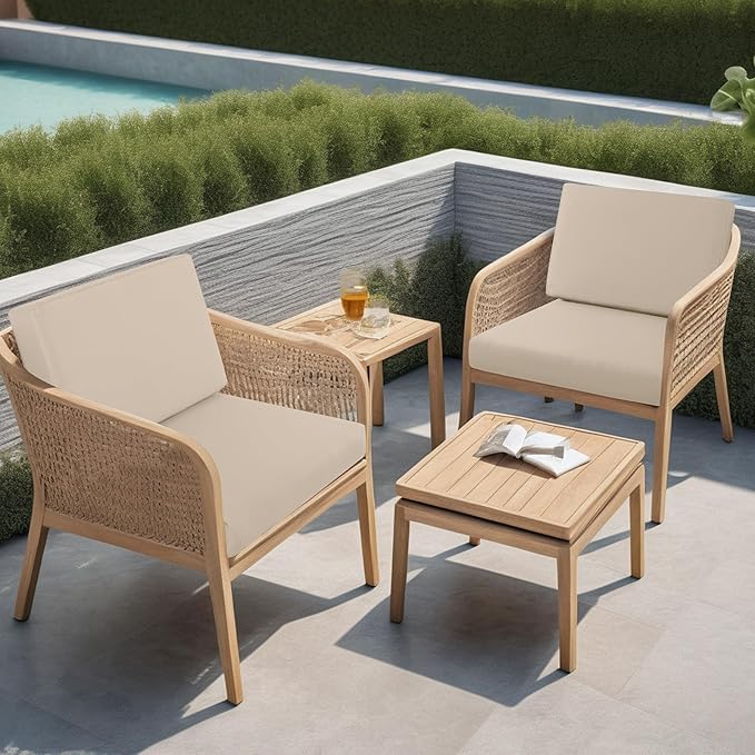 idee-home Outdoor Cushions for Patio Furniture, Outdoor Seat Cushion, Waterproof Couch Hampton Bay Deep Seat Replacement Chair Cushions for Garden Lawn Backyard Deck, 28.5 x 28.5 Beige