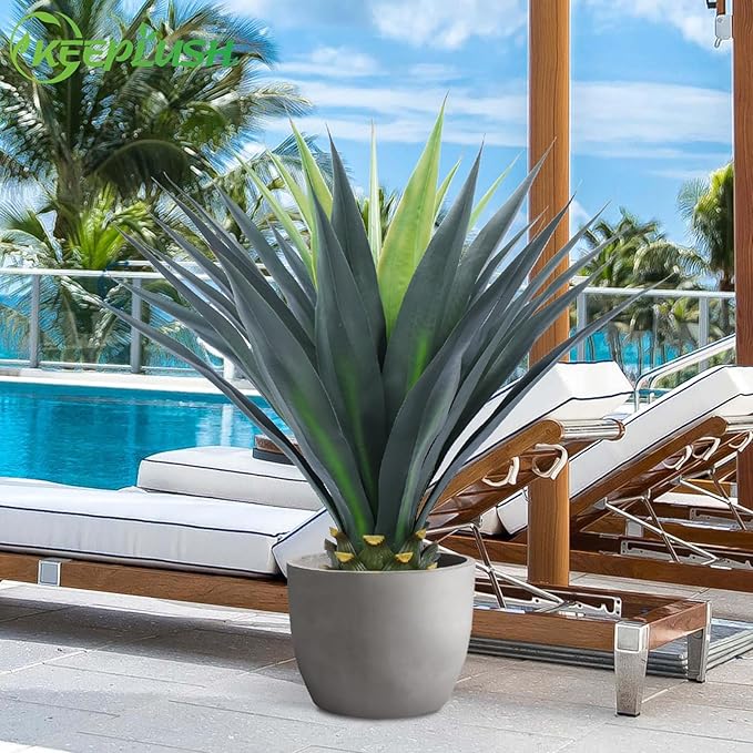 3ft Artificial Agave Plant, 38 Inch Tall Faux Agave Plants in Black Pot, Fake Floor Plant Outdoor Indoor for Front Porch Patio Home Office Door Step Hotel Desert Style Decor 1PCS