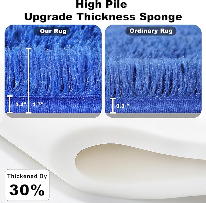Area Rugs for Bedroom Living Room, 8x10 Soft Large Fluffy Fuzzy Shag Plush Furry Carpet, Soft Indoor Floor Mat for Kids Nursery Home Dorm Office Decor Aesthetic, Blue