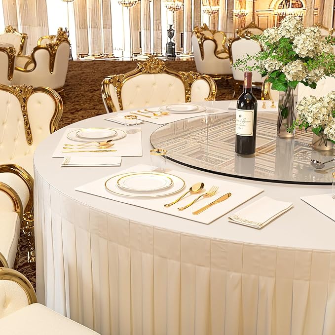 350 Pieces Gold Disposable Plates for 50 Guests, Disposable Plastic Plates for Party, Wedding, Dinnerware Set of 50 Dinner Plates, 50 Salad Plates,50 Cups and 50 Paper Napkins, Gold