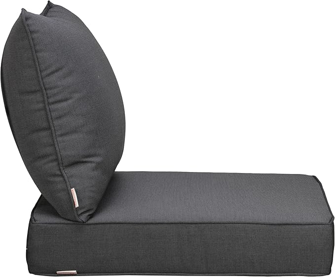 UIXE Outdoor Deep Seat Cushion Set with Slipcovers, Patio Furniture Cushions & Back Pillow, Water-Resistant Outdoor Cushion Cover Backyard Sectional Sofa Cushions for Bistro Chair - Gray