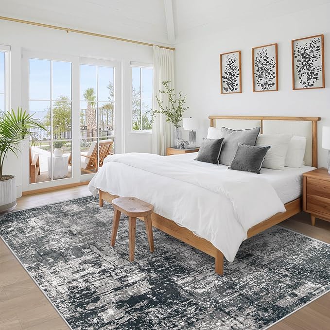 6x9 Area Rugs for Living Room: Washable Modern Abstract Rug Large Soft Non Slip Rug Indoor Low Pile Carpet for Bedroom Dining Room Home - Black Grey Brown