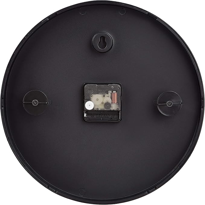 Amazon Basics Classic 12", Easy to Read, Silent Non Ticking, Battery Operated, Round Wall Clock, Black